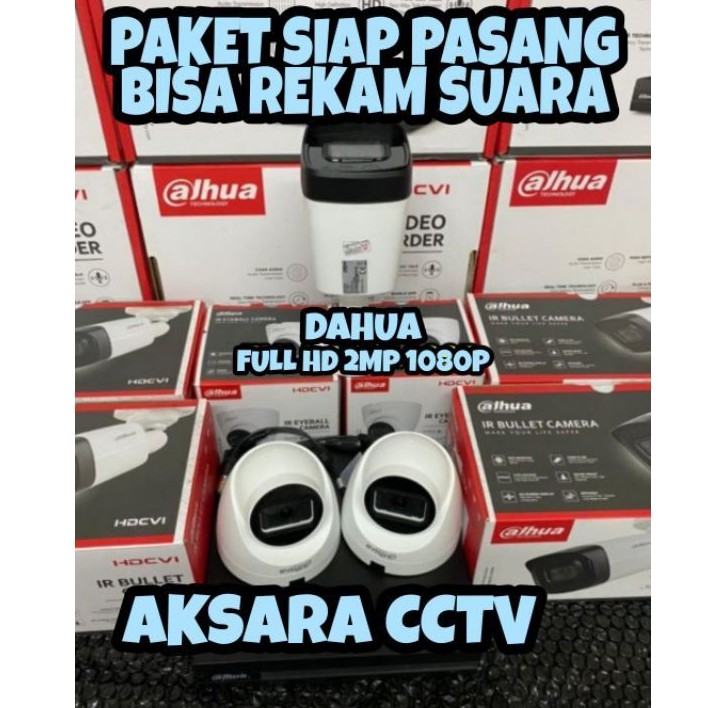 PAKET CAMERA CCTV 3 KAMERA DAHUA 2MP AUDIO BUILT IN MIC 1080P 4 CHANNEL CH BISA REKAM SUARA DVR 4CH
