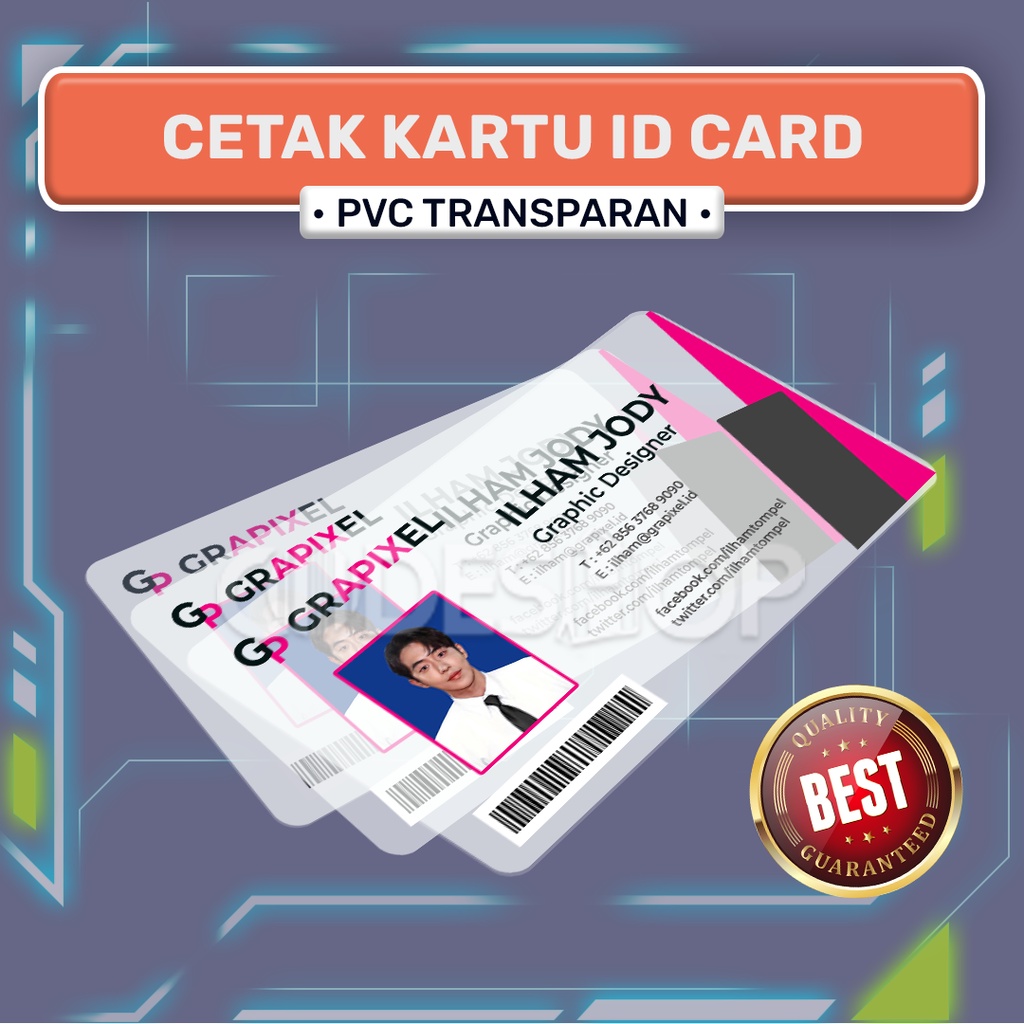 Cetak Kartu ID Card Transparan PVC 1 Sisi