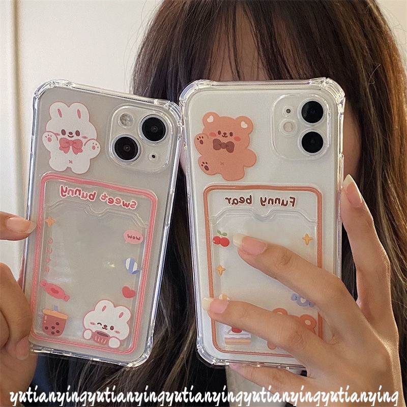 Soft Case Bahan TPU Desain Beruang Dan Kelinci Untuk IPhone XR X XS Max 7 8 6 6s Plus 11 12 13 Pro Max SE 2020