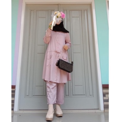 set celana rayon polos febi atasan dan bawahan kombinasi pastel shabby remaja baju pesta wanita terkini