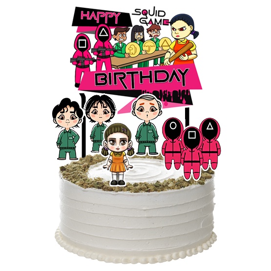 Squid Game Topper Cake Birthday / Hiasan Kue Ulang Tahun