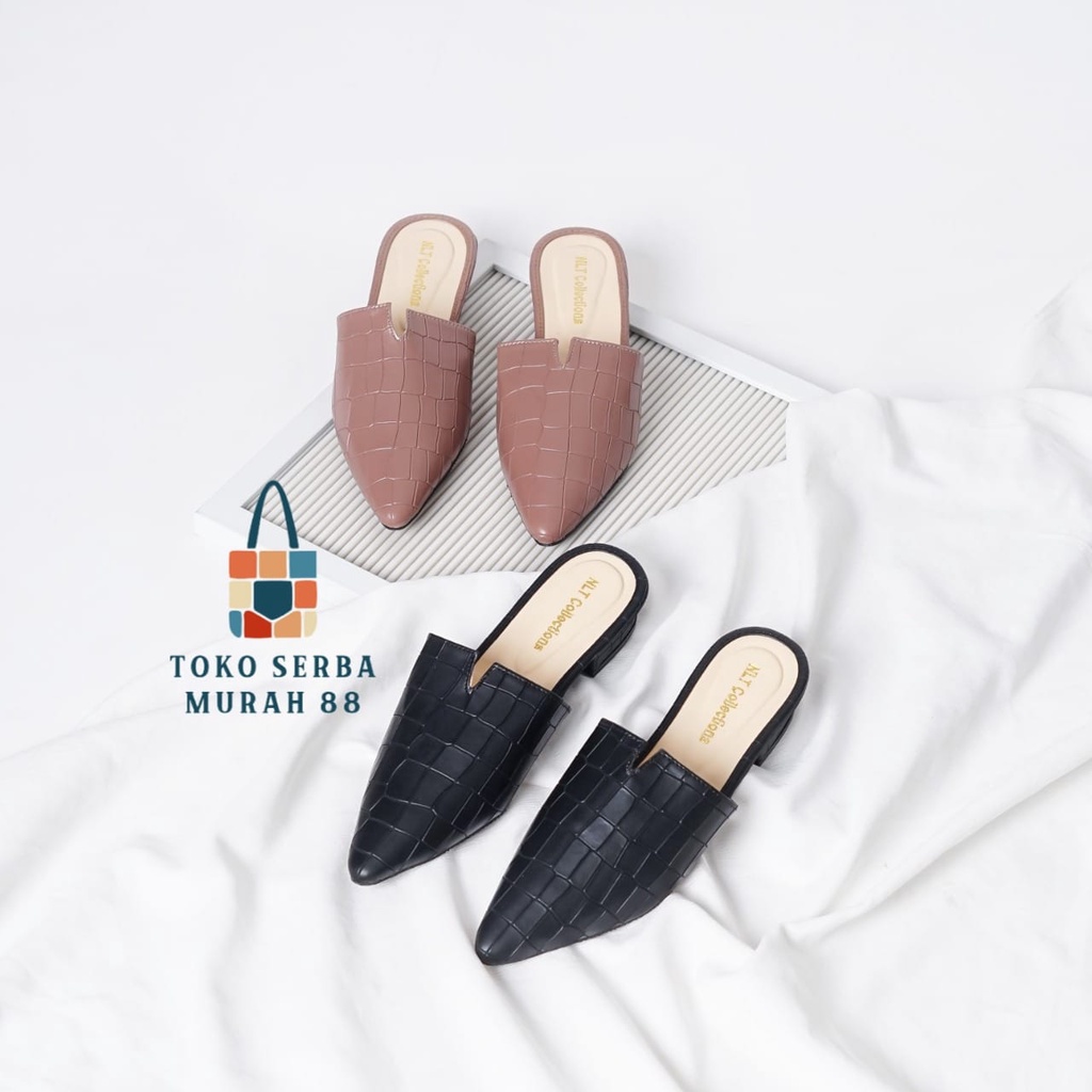 TSM88-  BUAYA heels wanita hak  3 cm motif kulit buaya