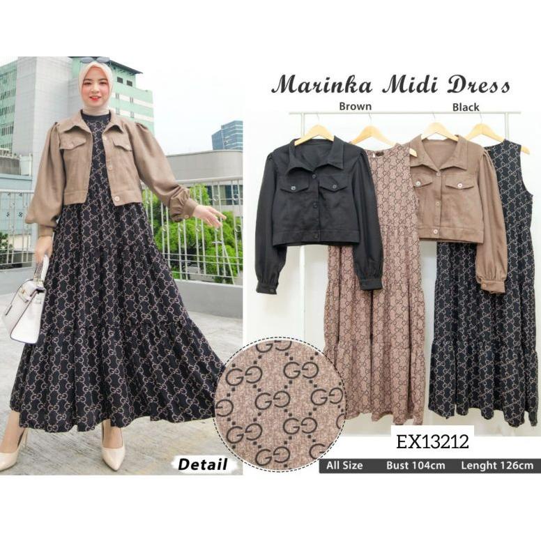 Bisa COD EXTU original (limited edition) GUCCI MARINKA one set BLAZER midi dress 33299 /gucci melani
