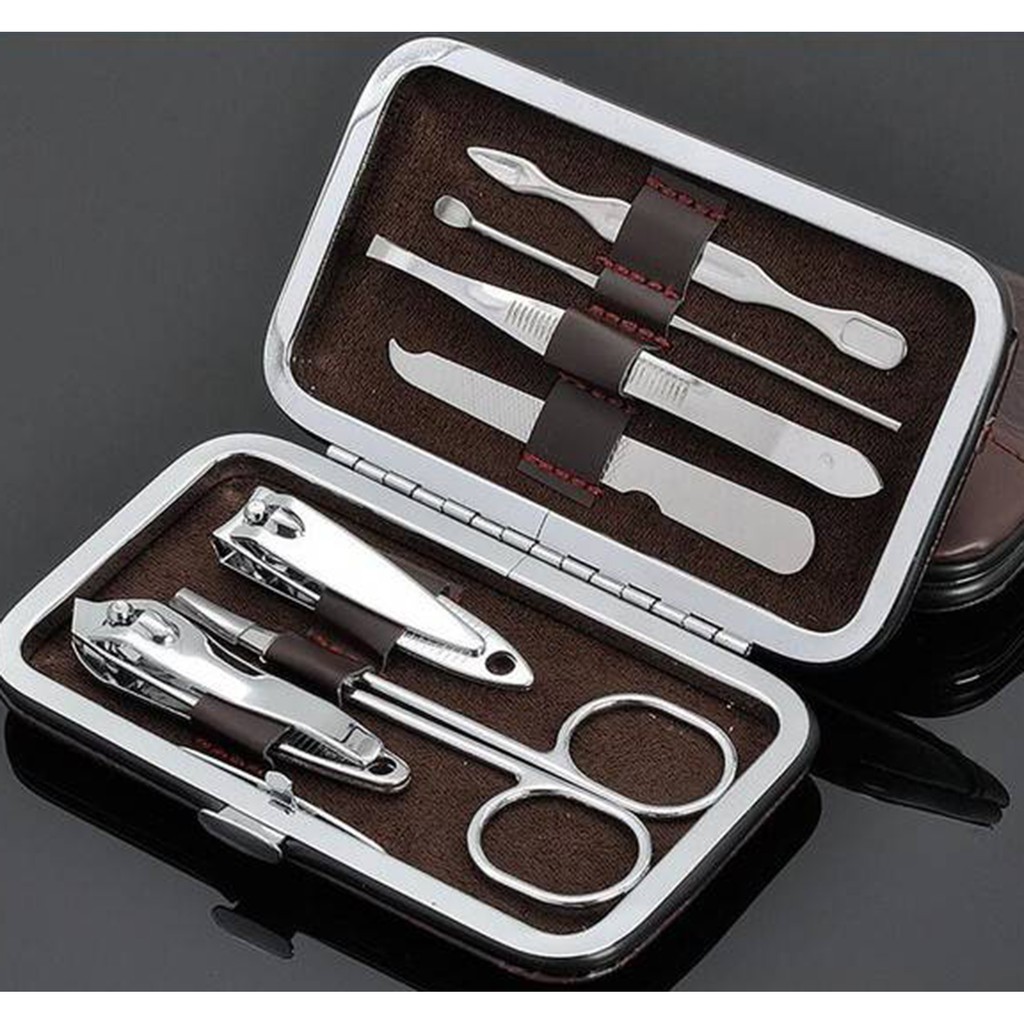 Manicure Set 7 in 1 Motif Damier / Manicure Set Komplit / Gunting Kuku