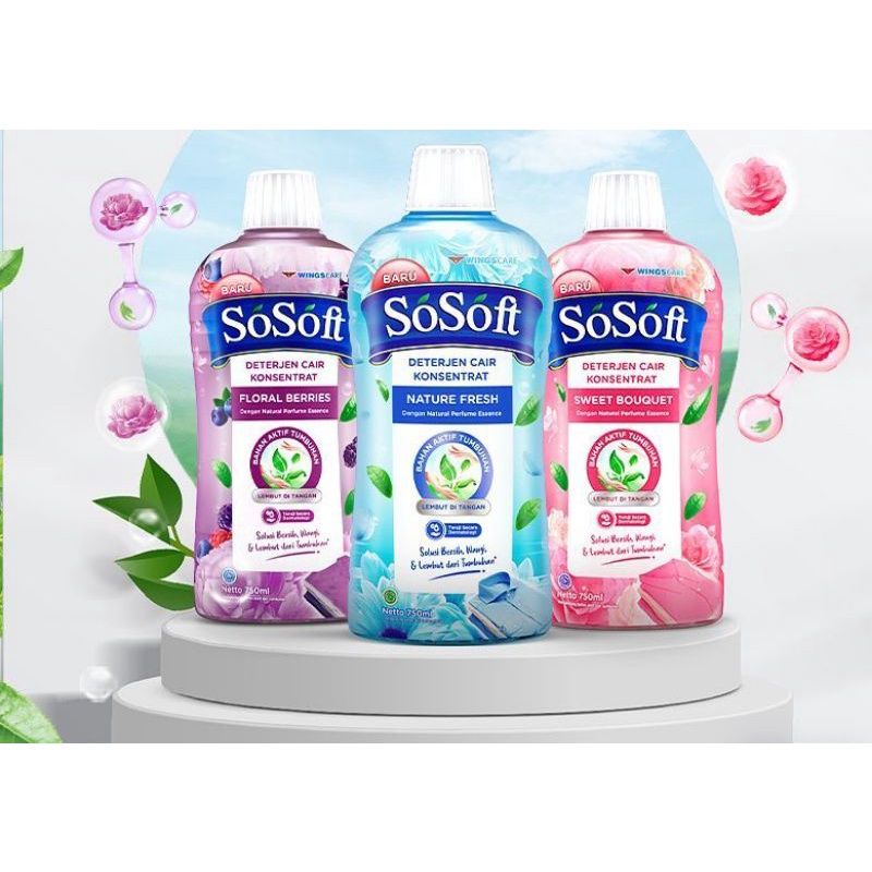 Jual SOSOFT Liquid Detergent Cair Botol 750ml Shopee Indonesia
