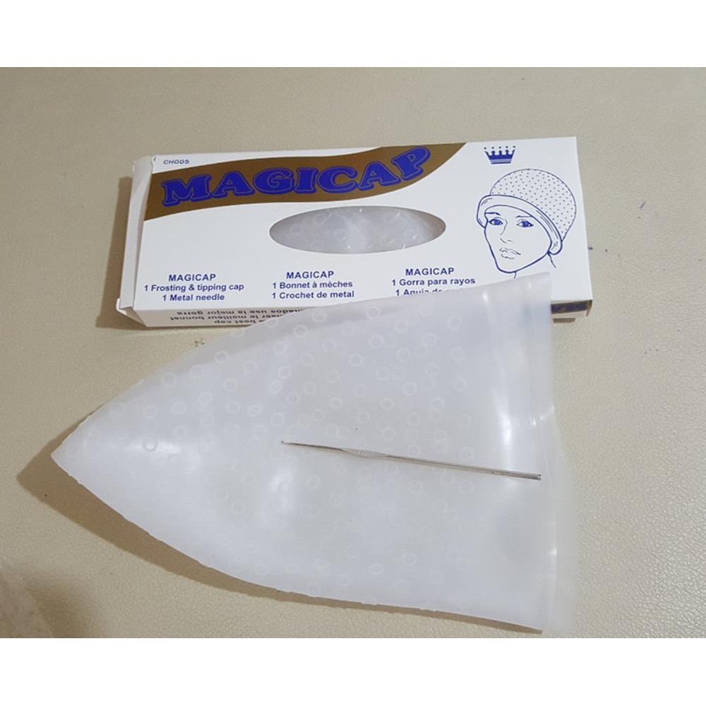 Topi Magicap Highlight Karet Silicone / Cat Rambut + Kaitan (kotak karet)