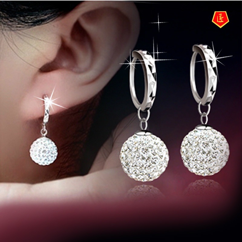 [Ready Stock]Fashion Personality Silver Full-Jeweled Stud Earrings