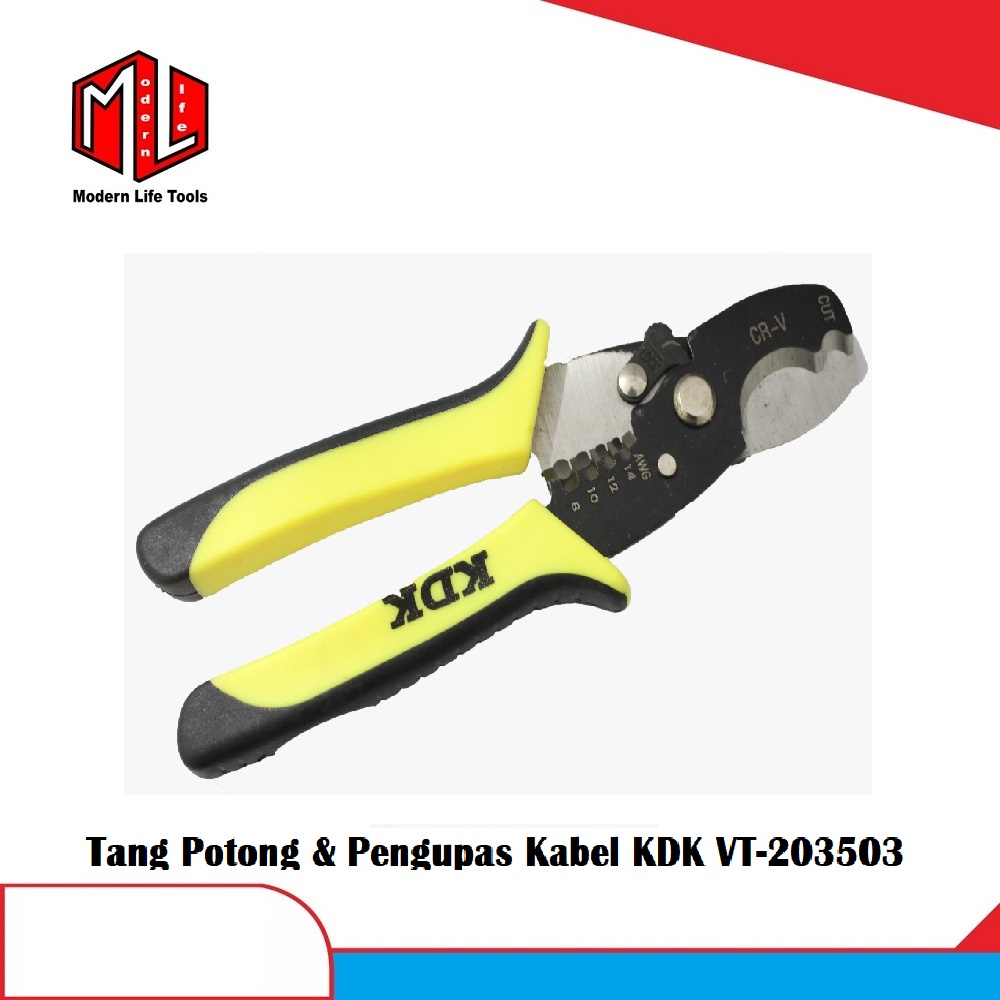 Tang Potong dan Kupas Kabel Dual Cable Cutting Stripping 7inch KDK