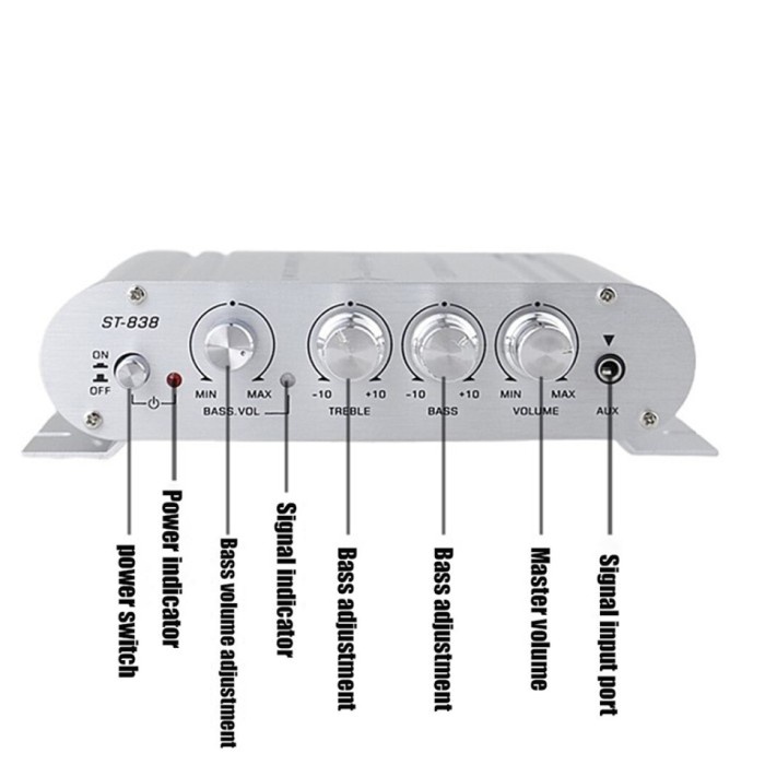 kerndy ST-838 Car 3 Channel Hifi Stereo Amplifier Treble Bass Booster