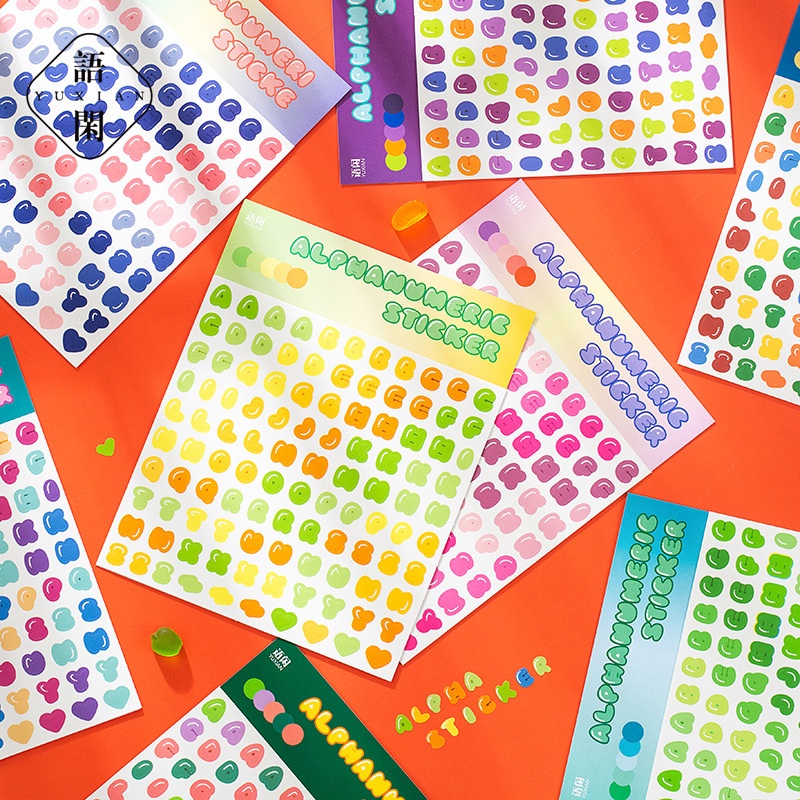 

DEIGOODS❤ 2 Lembar Sticker Alphabet Number Dekorasi Bujo Journal Huruf Scrapbook Alfabet Angka