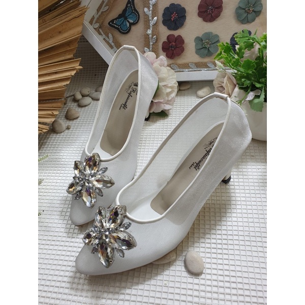 sepatu wedding putih meyliza tinggi 7cm lancip