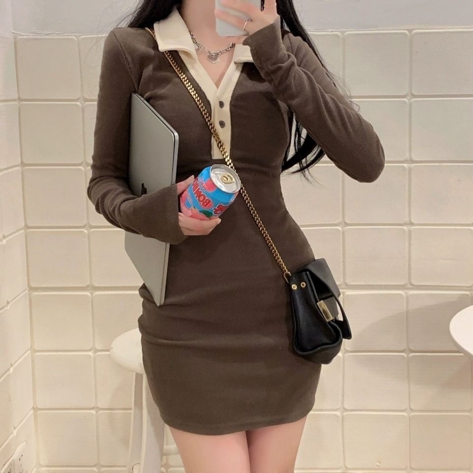 dress korean style [48 hours delivery] knitted dress women s slim fit inner bottoming tight sweet an