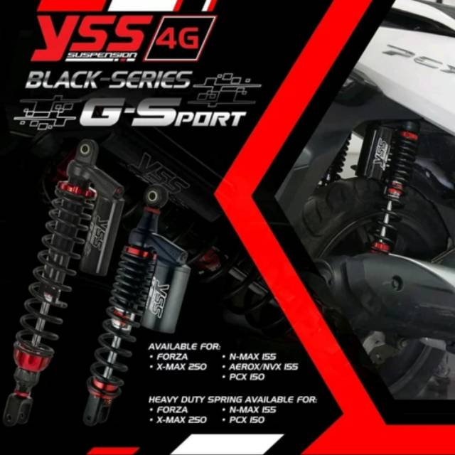 Shockbreaker yss xmax 250 tabung G-sport hitam