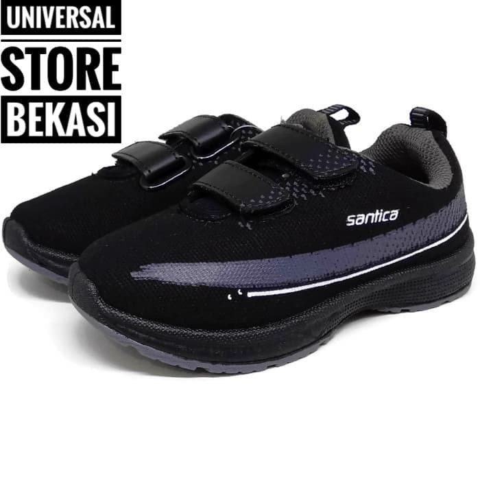 TERNEW SEPATU ANAK PEREMPUAN LAKI SANTICA HIKARU SEKOLAH TK SD HITAM ABU HITA - 27- HITAM KEREN