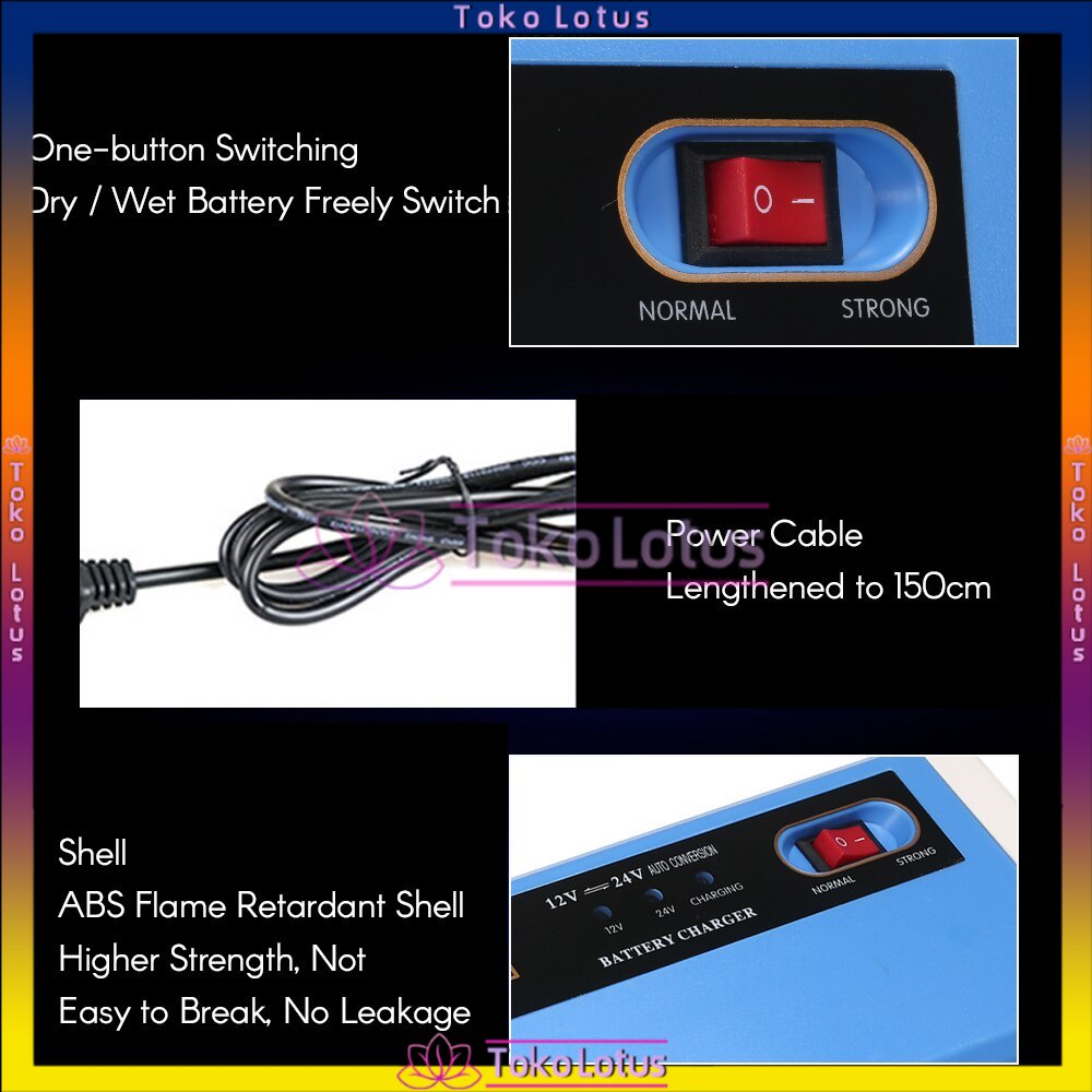 ASLI TERBARU!!! Battery Charger 10A Cas Aki SMR1201A model warna Biru Berkualitas Terjamin [COD]