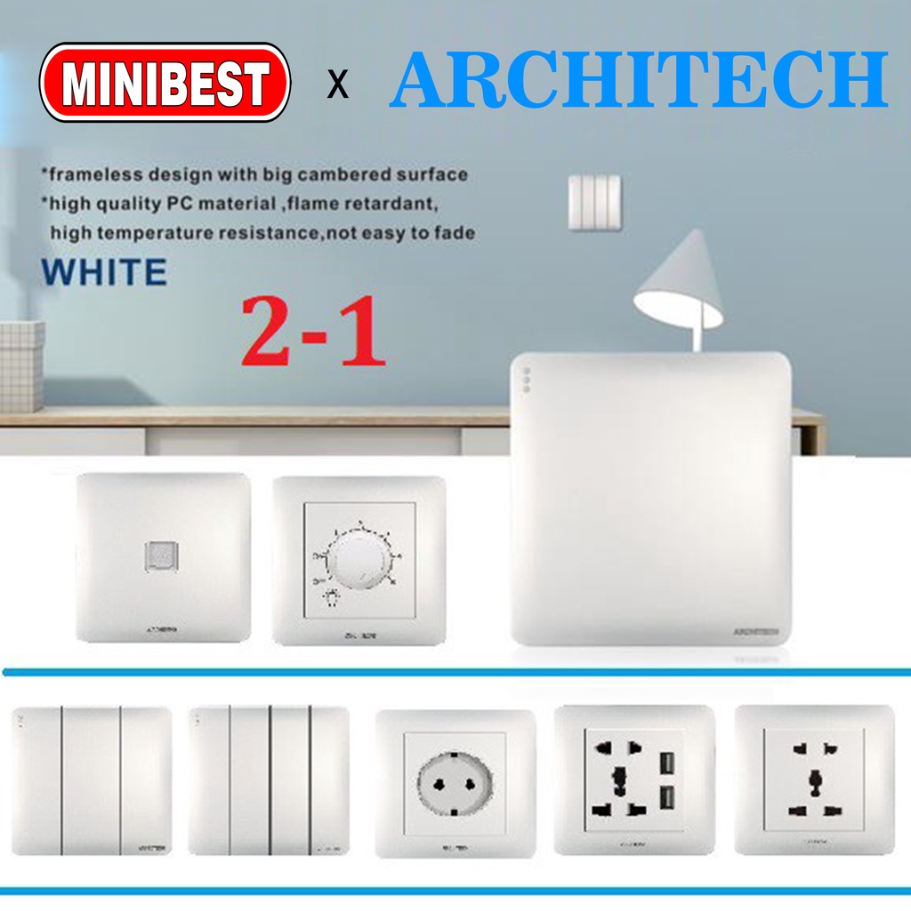 [MB] SAKLAR ARCHTECH INFINITY WHITE A63 ARCHITECH  / STOP KONTAK  / SAKELAR / SAKLAR RUMAH