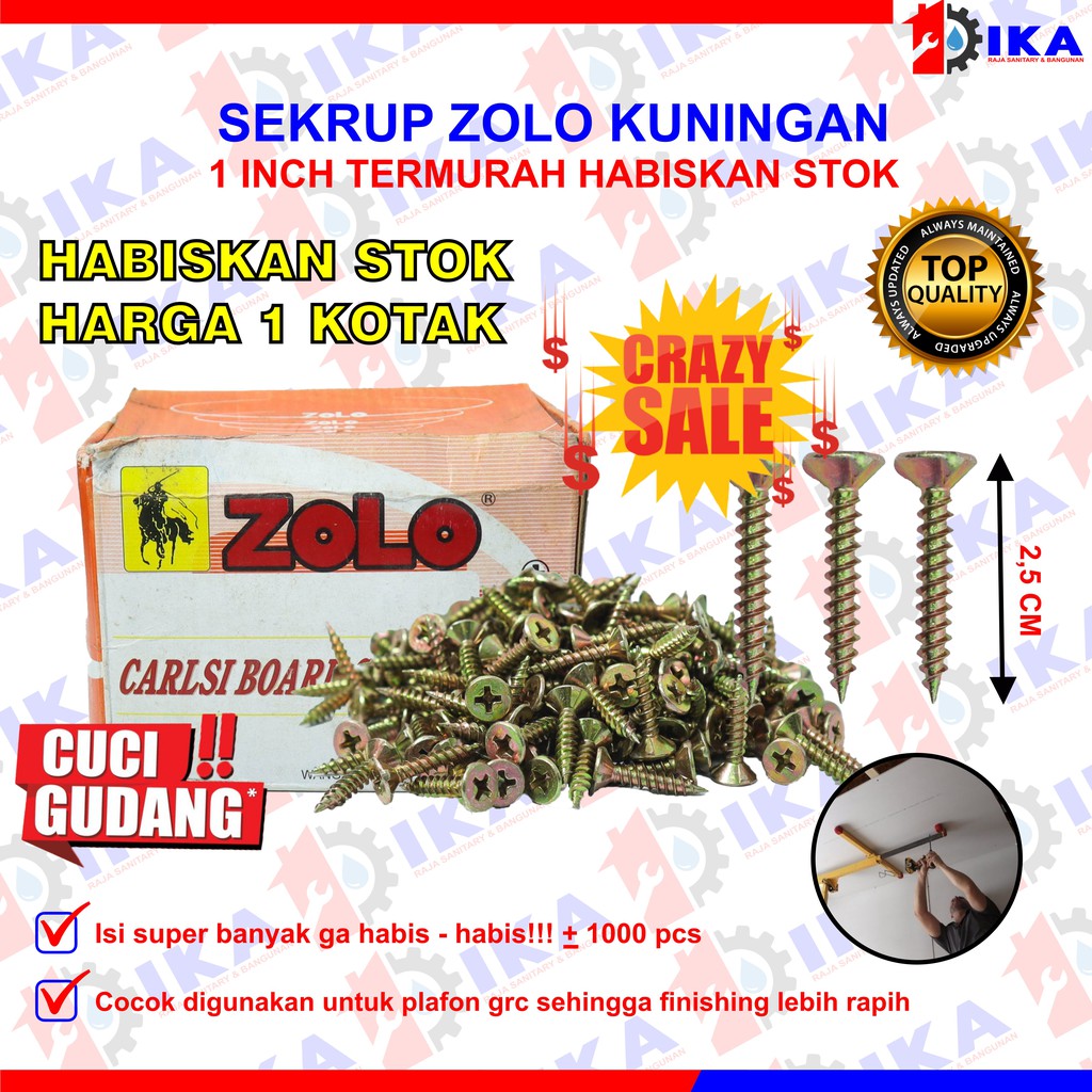 Obral Cuci Gudang Murah Skrup sekrup grc kuning 1 inch / 2.5 cm GRC / Carlsi board screw zolo