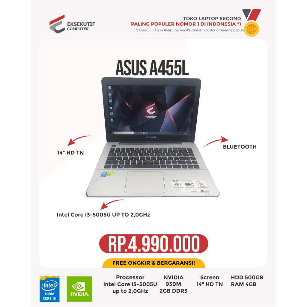ASUS A455L 8GB RAM NVIDIA 930M 2GB