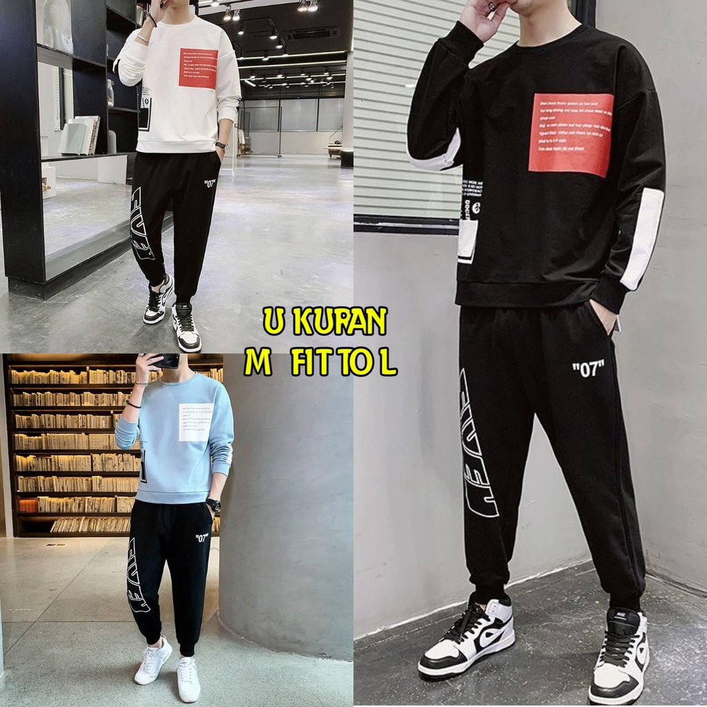 Asgard777 - SETELAN FIVEY / baju panjang pria / baju pria distro / sweater pria / celana panjang pria / celana jogger pria / setelan