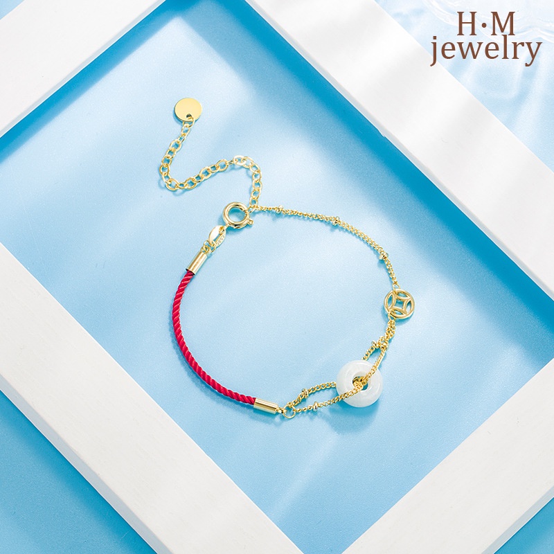 Gelang Tangan Rantai Sterling Silver 925 Aksen Batu Emerald / Mutiara Imitasi Untuk Wanita