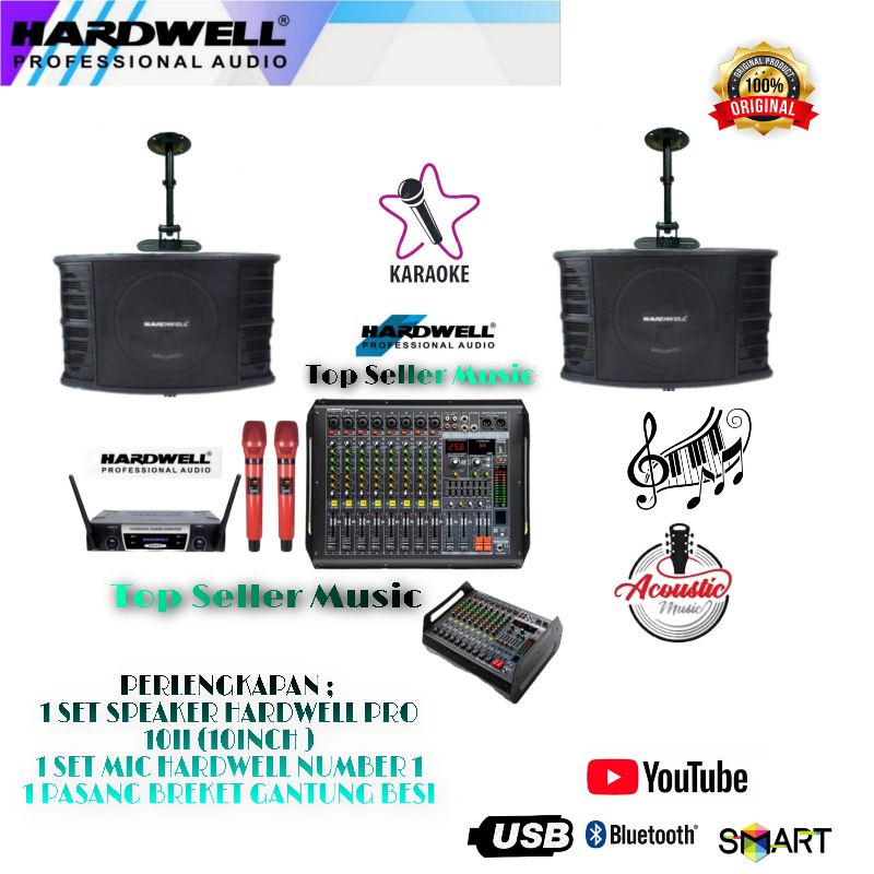 PAKET SOUND SYSTEM HARDWELL SPEAKER KARAOKE SERIES PRO KARAOKE RUMAH CAFE DAN RESTORAN