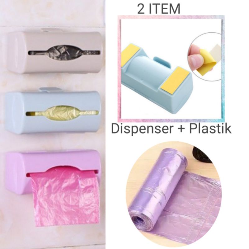 (2 item)   1 ROLL Plastik Sampah +  Dispenser SQUARE   Plastik sampah