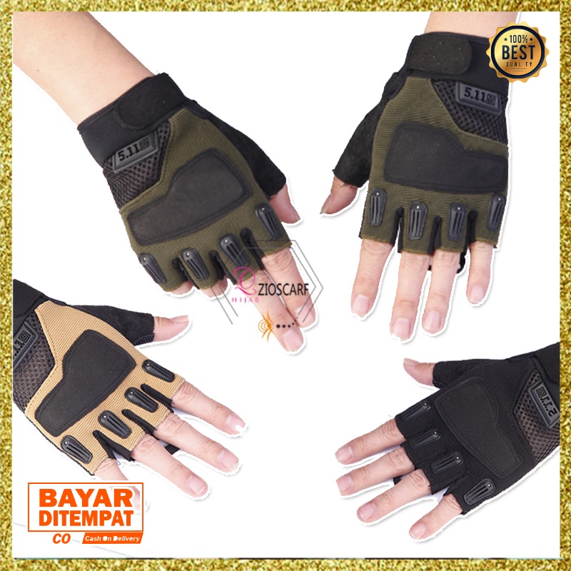 SARUNG TANGAN MOTOR TACTICAL PRIA DEWASA GLOVES SETENGAH JARI SEPEDA BIKER SPORT GLOVE GYM HKF