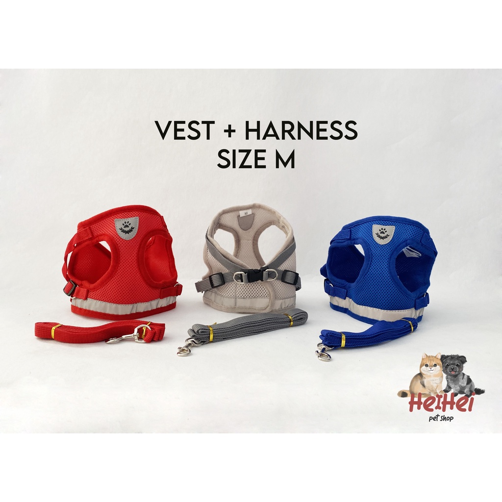 Tali Tuntun dan Rompi Anjing Kucing - Harness + Vest Pet Cat Dog with Reflective