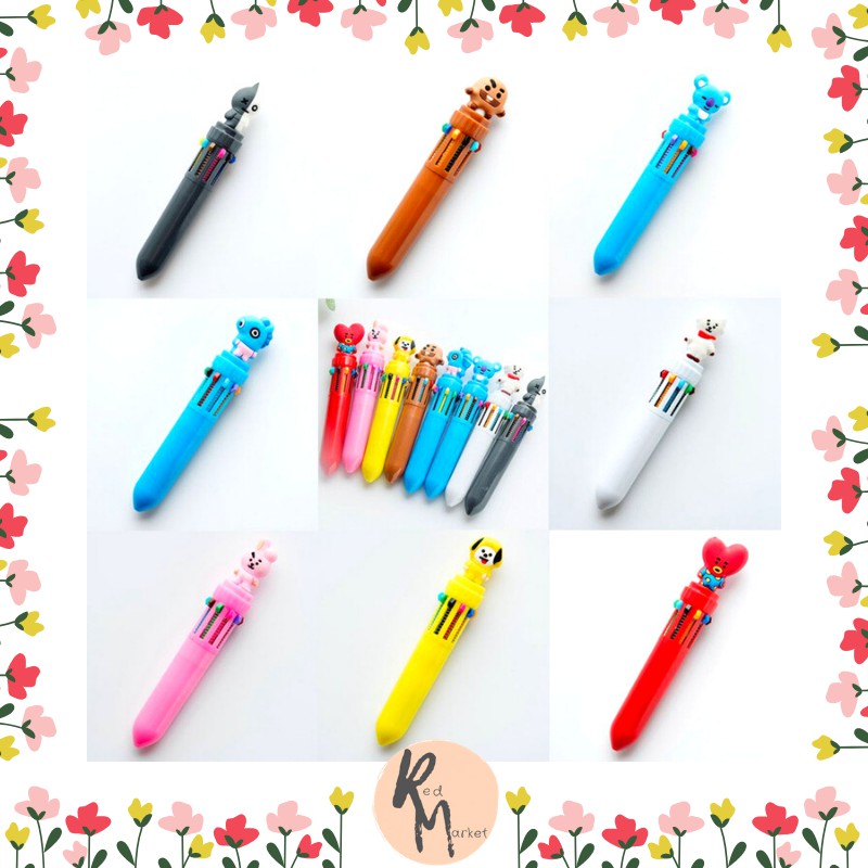 [ 1 KG= 76] RM478 COD PENA BTS / 1 SET PENA ISI 8 WARNA / BTS 21 / KARAKTER LUCU /  BARANG IMPORT