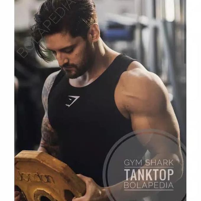 IREADYl Singlet baju kaos gym fitness shark gym training pria ICLQl