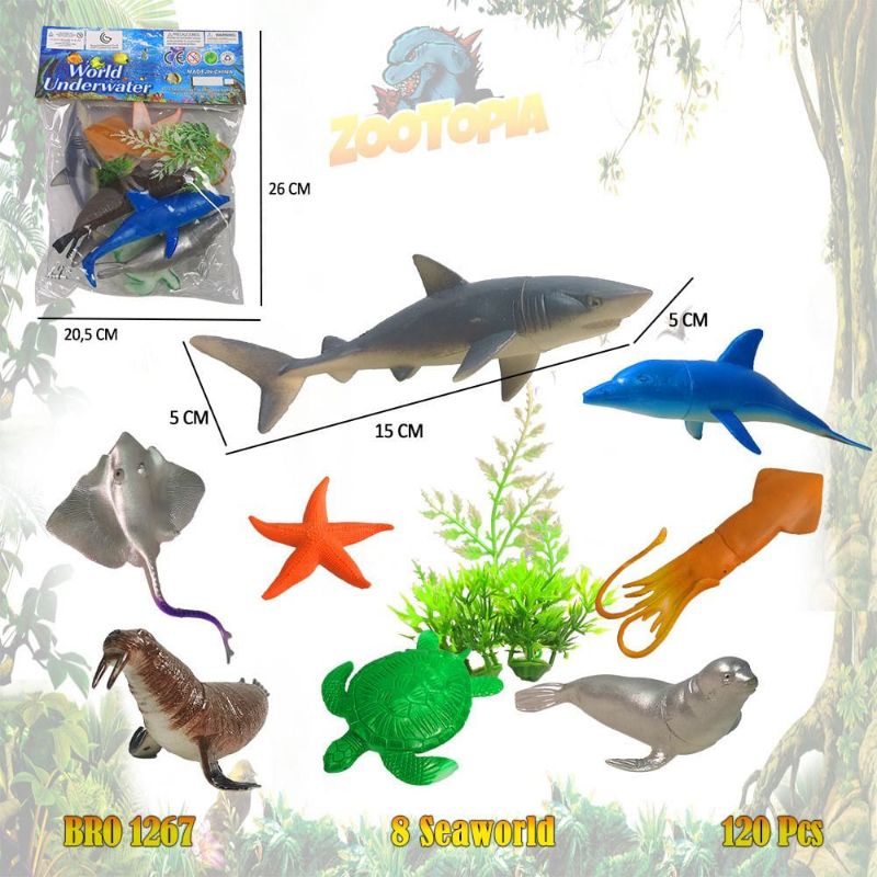 Mainan Binatang Laut Under Water Sea World Bahan Karet BRO 1267 1331