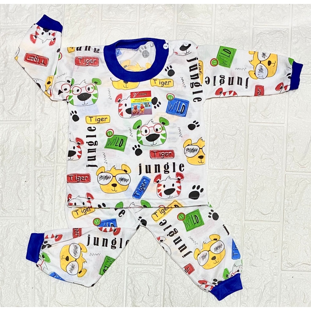 baju bayi setalan kancing pundak motif wild tiger 3-18bulan (PP070)