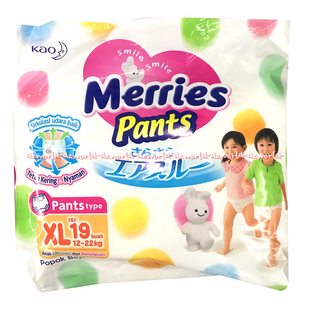 Merries XL 19 Pants diapers celana dengan Point Gather mencegah popok melorot