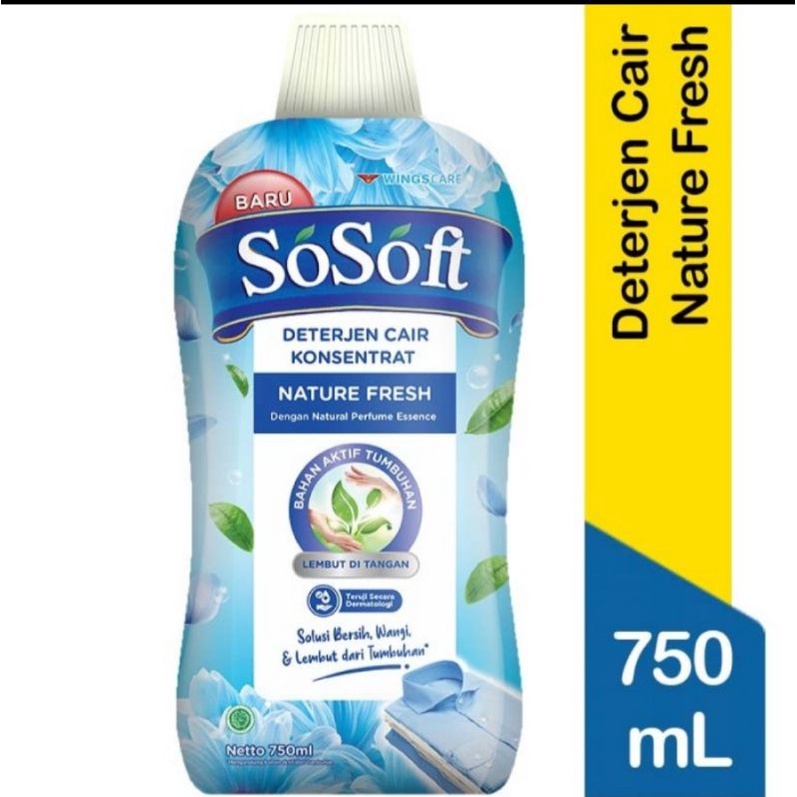 Sosoft Deterjen Cair Nature Fresh 750mL