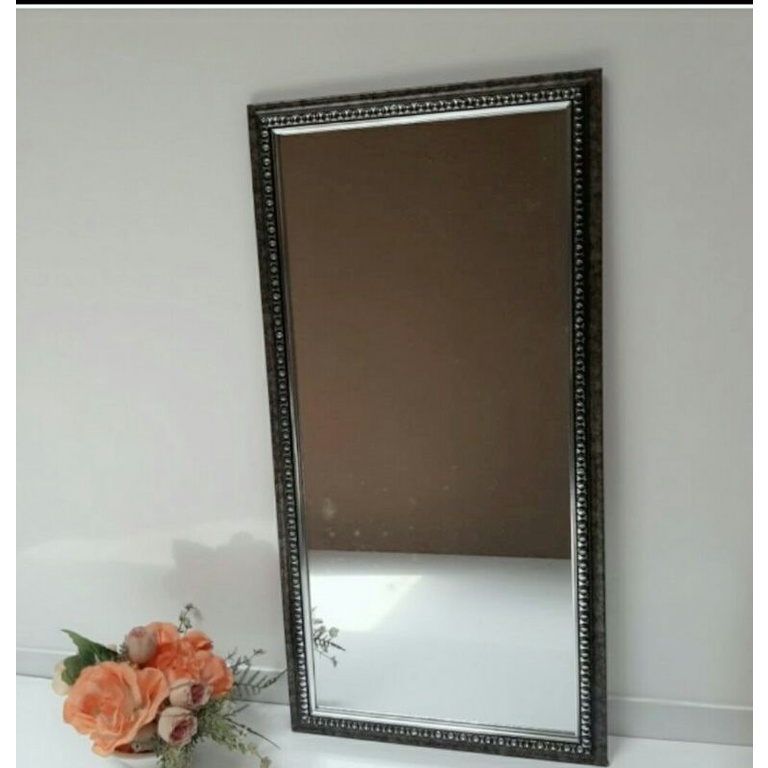 (Cod) CERMIN RIAS/CERMIN DINDING/UKURAN FUL BINGKAIi(33×65)-Silver ukir