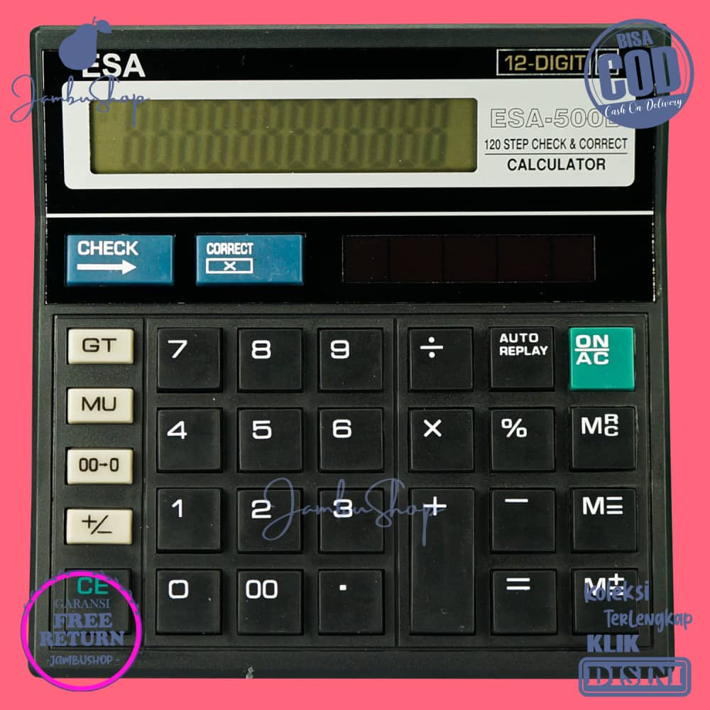 

Kalkulator Basic Peralatan Sekolah Minimalist Berkualitas Hitam Esa FC 500B Power Mati Otomatis