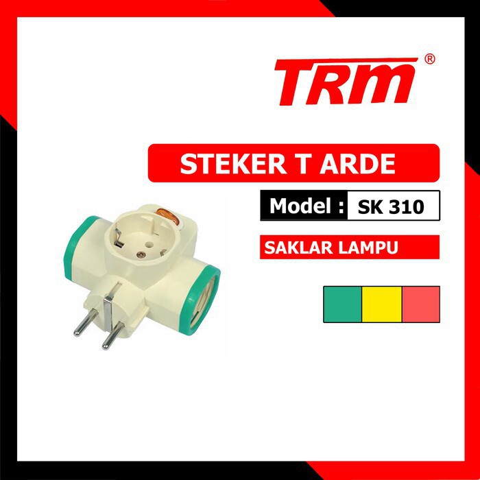 T Multi Arde plus Saklar on off / Stop kontak Parallel 3 Lubang / Stop kontak kaki T