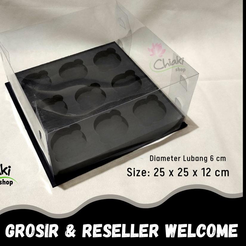 

☋ Box Mika ALAS BLACK 25 x 25 x 12 Cupcake isi 9 Cake Pudding Tart Dus HITAM Karton Tebal Chiaki Kotak ❇