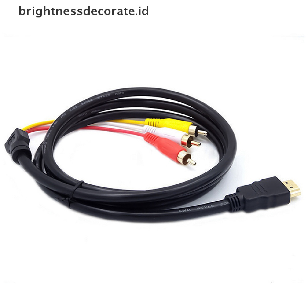 (birth) Kabel Adapter HDMI 1080p Male Ke 3 RCA AV Audio Dengan SCART Ke 3 RCA Phono