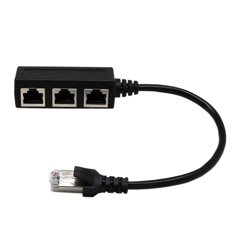 Btsg RJ45 1 Male to 3female Socket Port Connector Adaptor Kabel Ekstensi Eterna LAN Connector Extender Awet