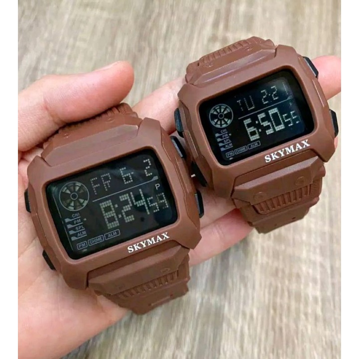 Jam Tangan Skymax Couple Pria Wanita Satuan Set Modal Kotak Anti Air Ori Bisa COD