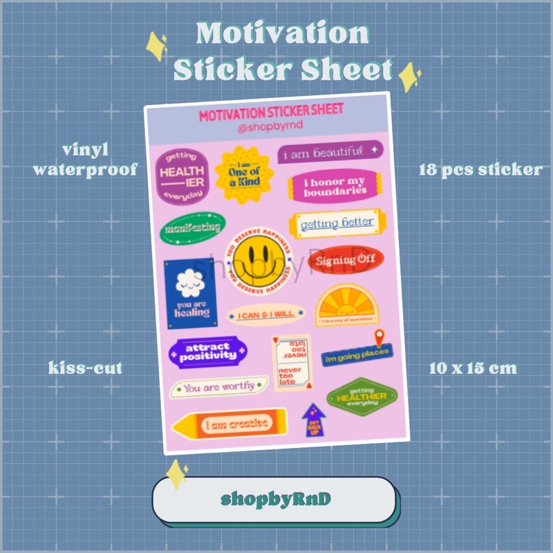 

Motivation Sticker Sheet Deco Kiss Cut for Journaling