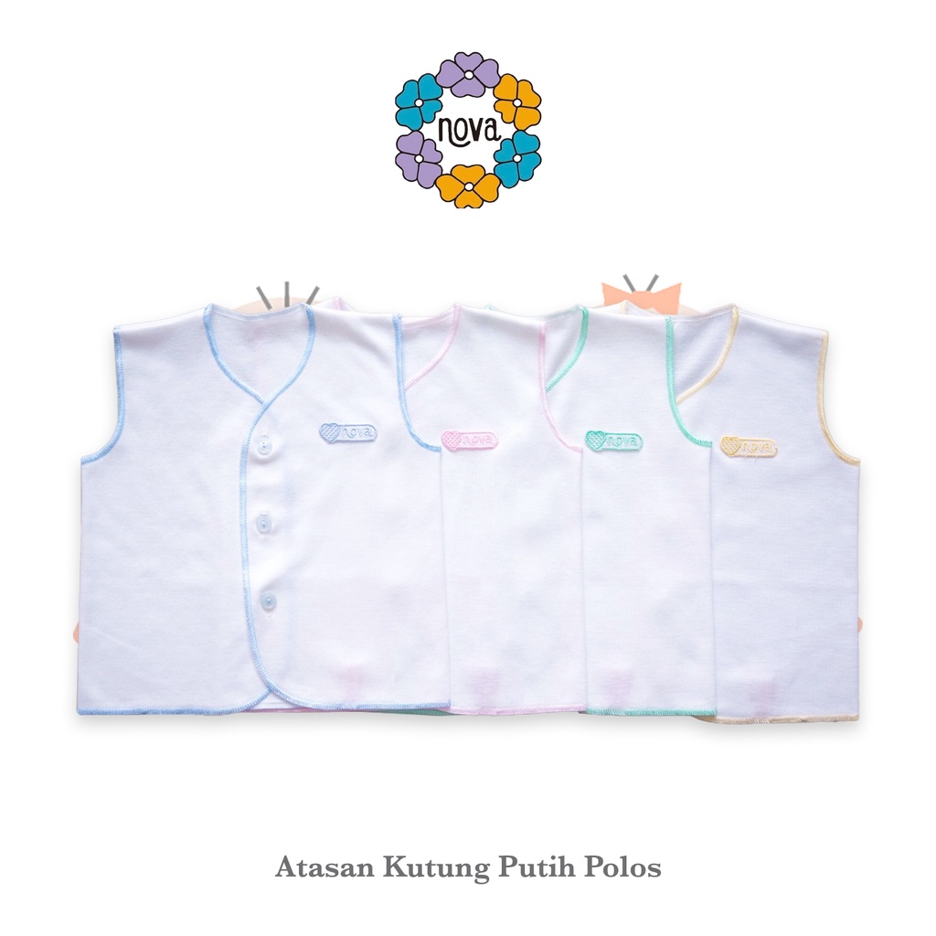 [Size Newborn SML] Nova Baby Atasan Kutung Putih Polos List Baju Bayi