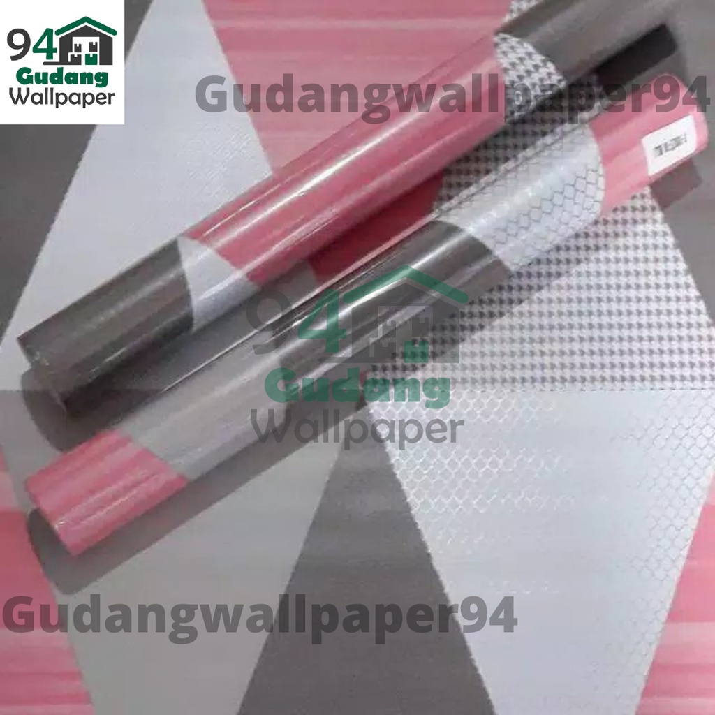 Gudang Wallpaper Stiker Dinding Bahan PVC Anti Air / Wallpaper Dapur Kamar Mandi /Segitiga Pink Bahan PVC Premium