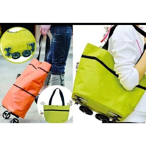 Tas Trolley Trolly Troly Lipat Roda Belanja Shopping Foldable Bag