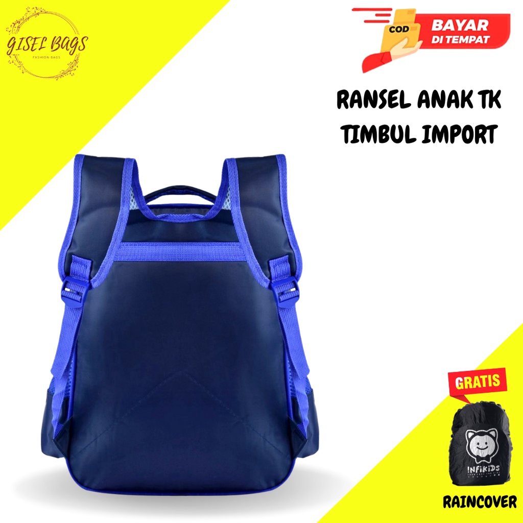 Tas ransel anak laki laki sekolah TK import gambar timbul logo karakter superhero waterproof