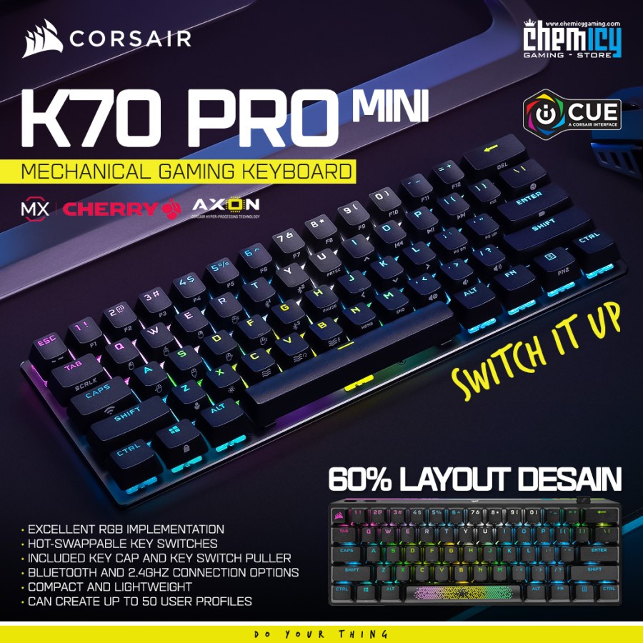 Corsair K70 Pro Mini 60% RGB Wireless Mechanical Gaming Keyboard