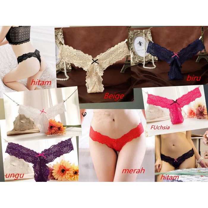 CD Wanita Sexy Lingerie  Thong Gstring Underwear CD High Quality/C015 - Putih Murah