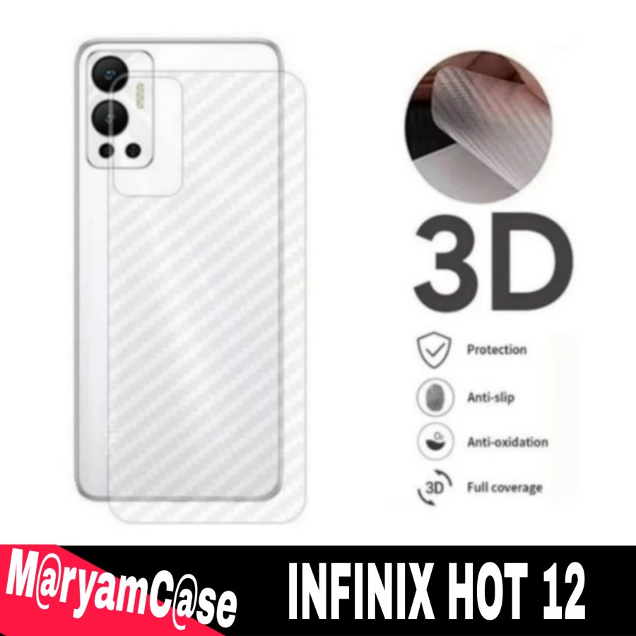 INFINIX NOTE 12 VIP NOTE 12 2023 12i HOT 20 5G HOT 12 12 PRO HOT 12i HOT 12 PLAY HOT 11 HOT 11s nfc ANTI GORES BELAKANG SKIN CARBON, GARSKIN KARBON TRANSPARAN ANTI JAMUR PELINDUNG BELAKANG BACK GUARD