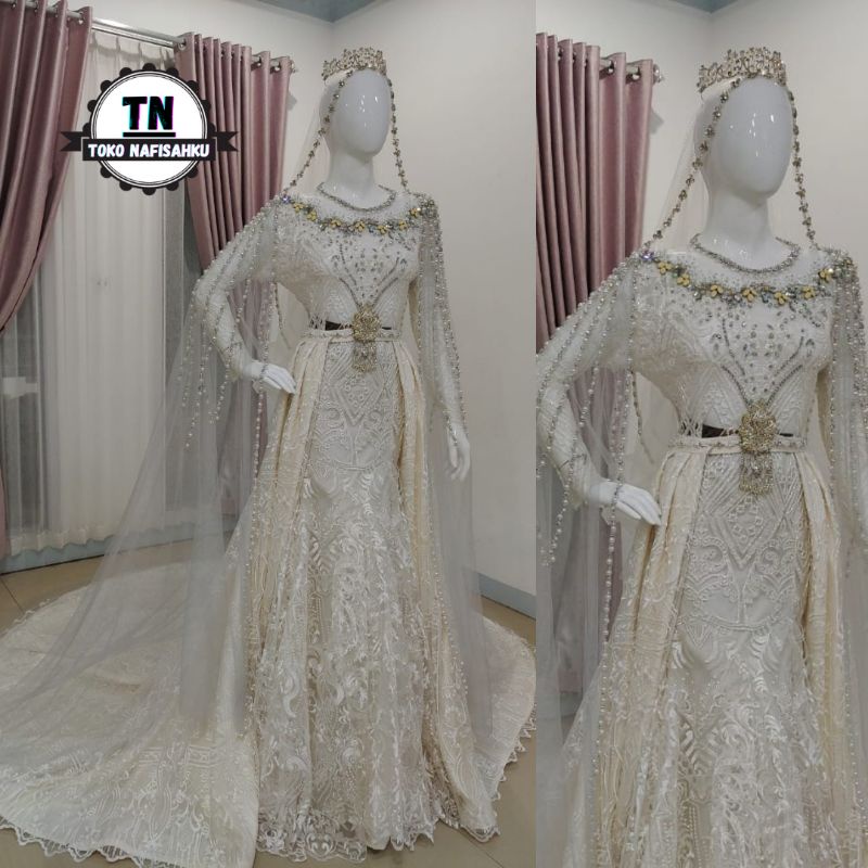 GAUN PENGANTIN SLIM | GAUN PENGANTIN MODERN | KEBAYA AKAD NIKAH | BAJU AKAD | TOKO NAFISAHKU